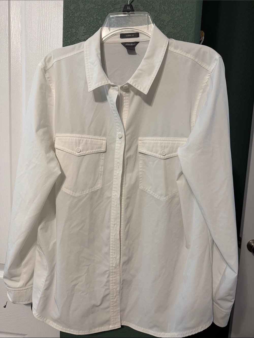 Eddie Bauer White Button-Front Shirt Jacket